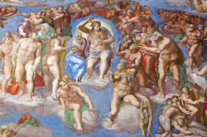 The Last Judgment by Michelangelo in the Sistine Chapel.